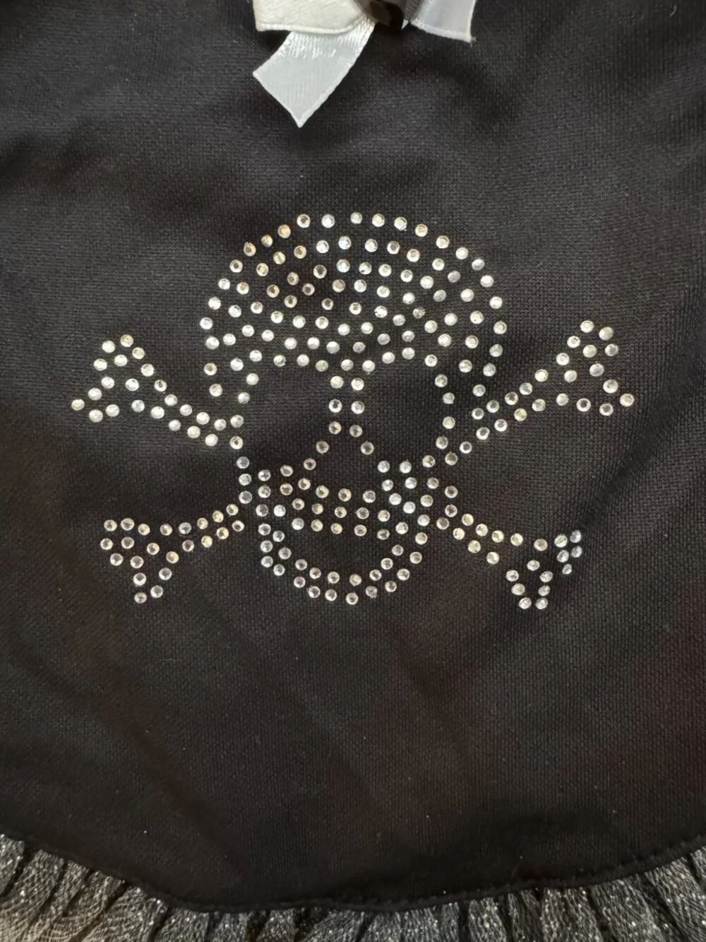 Wag-a-tude Black Skull & Bones Tulle Sparkly Dog Dress Size XS